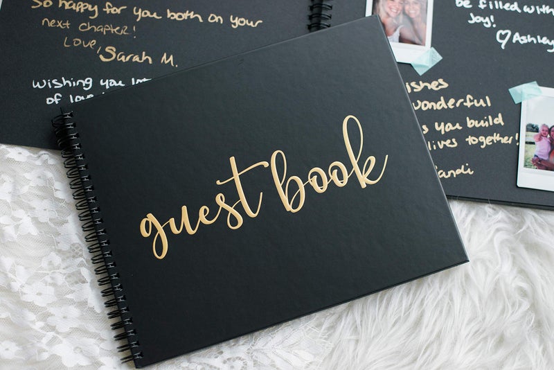 Paper 'n Such Graduation Party Black Guest Book with Blank Pages for Polaroid Pictures, Funeral, Wedding Reception, Birthday, Bridal or Baby Shower, Vacation House Guestbook -Spiral Hardcover - Image 4